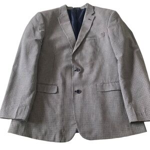 Tommy Hilfiger Sport Coat Gingham Plaid Two Button Blazer Blue White Mens L42